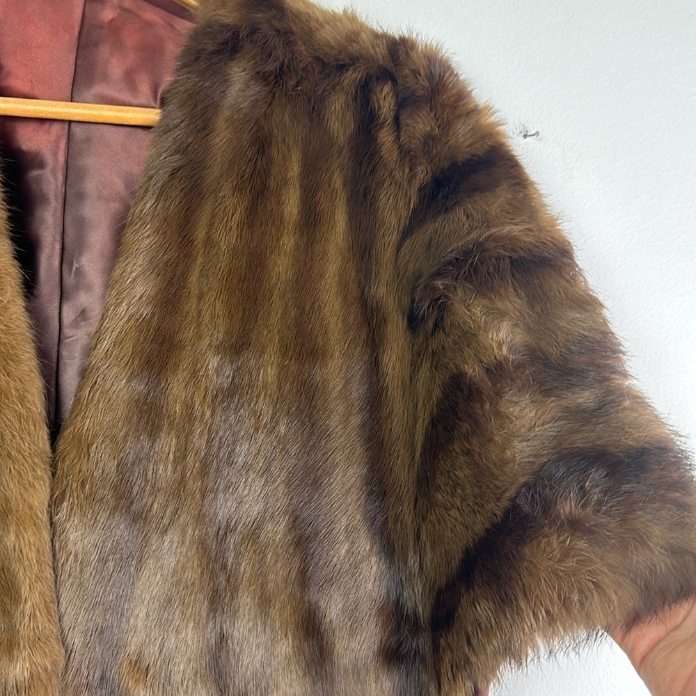 Vintage Mink Stole Pockets Brown Original Owner Shawl Luxury Statement Piece - Picture 4 of 16